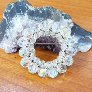 Vintage Clear AB Faceted Crystal Brooch